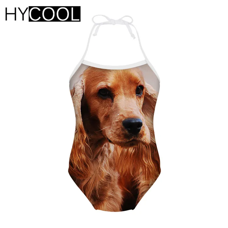 R2069BS HYCOOL/цельные костюмы детская одежда для купания с принтом таксы и собаки, купальный костюм для девочек, бикини, летний купальный костюм для детей возрастом от 3 до 8 лет - Цвет: R2069BS
