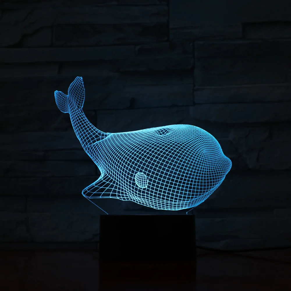 3D визуальные светодиодные ночники в виде Кита аксессуары для детской комнаты