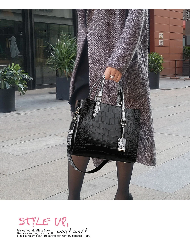 Fashion Women Handbags PU Leather Designer Shoulder Bags High Quality Crocodile Tote Messenger Bag Ladies Crossbody Hand Bags