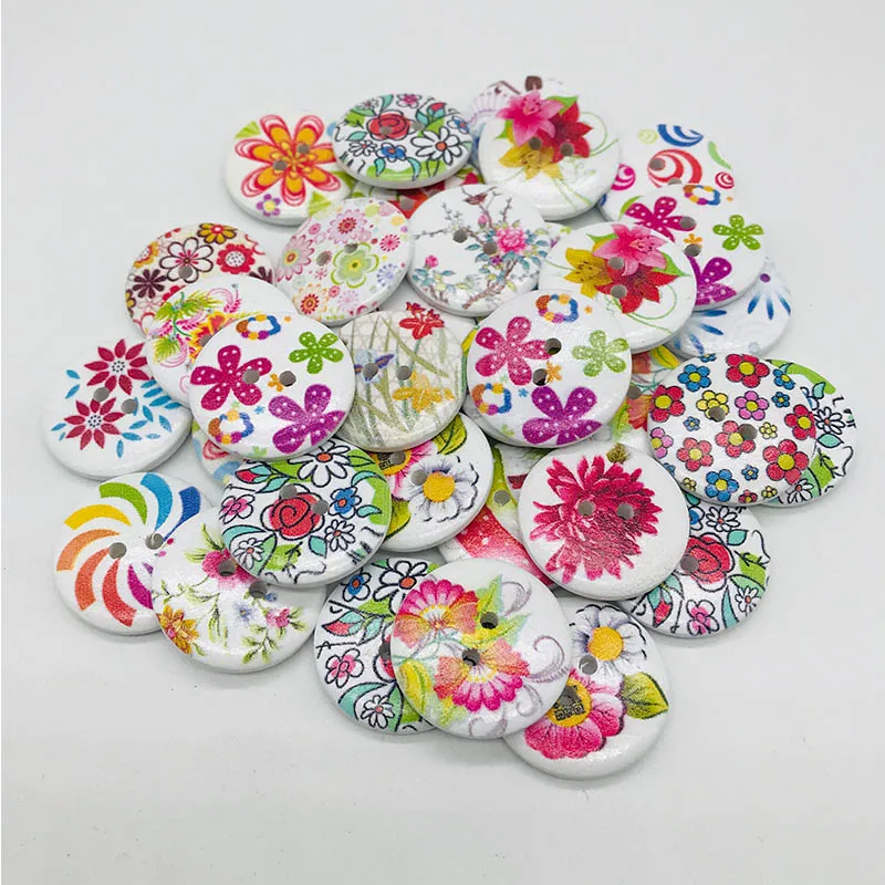 Другое XinDong 25 mm Random Mixed 2 Holes flower Print Sewing Tools Wood Buttons For Diy Clothing Accessories 2 pcs - Цвет: Другое