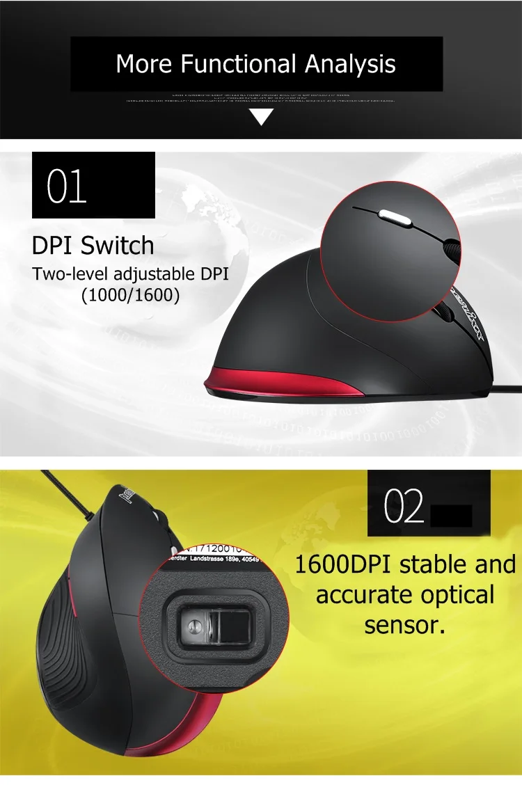Пособия по немецкому языку Perixx PERIMICE 518R эргономичный вертикальный USB Проводная оптическая мышь программируемый Настольный тетрадь