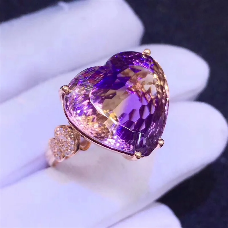 SHIQING 2019 Nature Ametrine gemstone ring romantic women gift engagement | Украшения и аксессуары