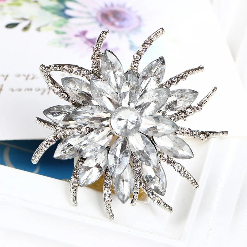 Женская корсажная брошь MINHIN свадебная с австрийским кристаллом|crystal brooch|large