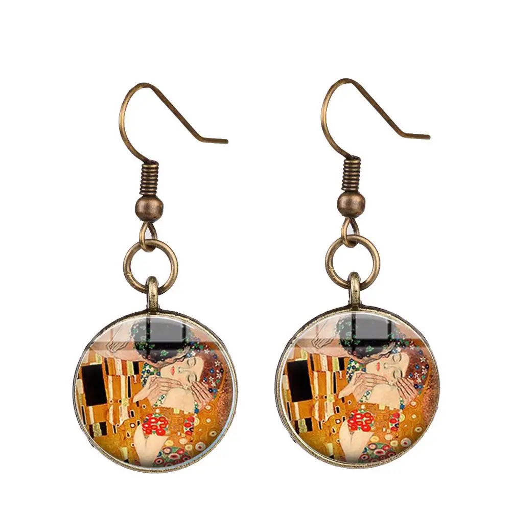 SONGDA The Kiss Gustav Klimt Cameo стеклянные художественные серьги в художественном и стиле