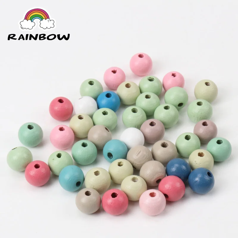 2018 New Mix Spring Color Natural Wooden Bead Round Ball Spacer Beads For Decoration Jewelry Making DIY 12mm 50Pcs AL95