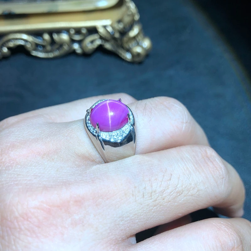 Красивое кольцо с рубином и розовой звездой для мужчин модные ювелирные изделия