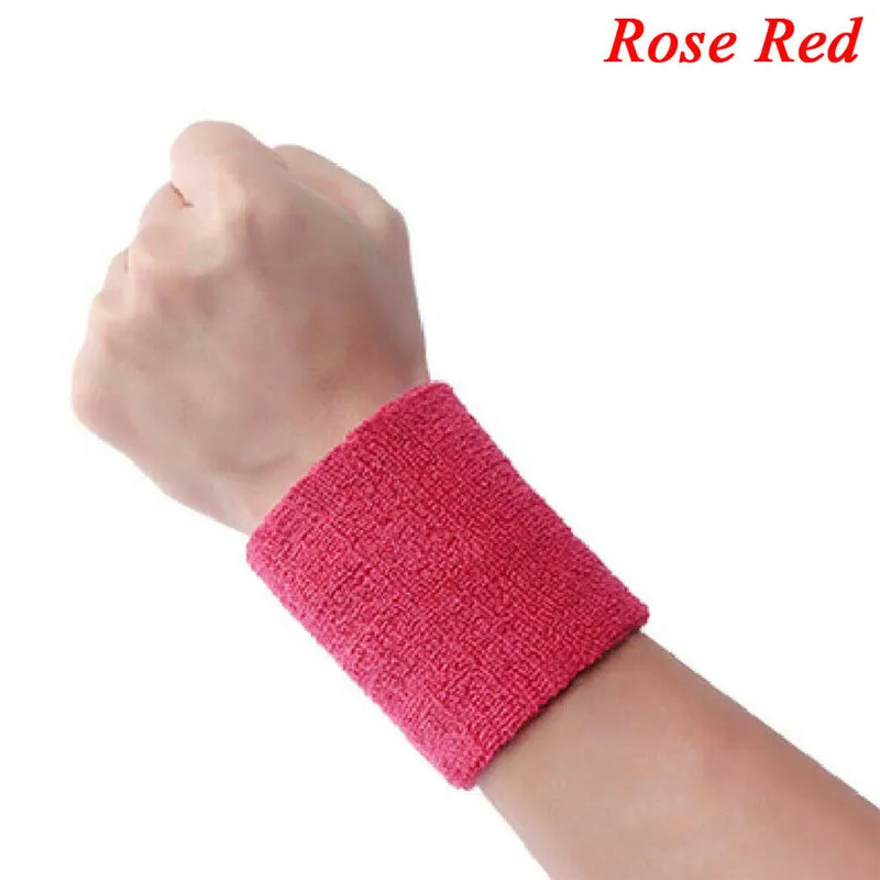 Rose Red 2 x многоцветная спортивная повязка на запястье рукав унисекс 80 s фитнес-свитера тренажерный зал теннис баскетбол - Цвет: Rose Red