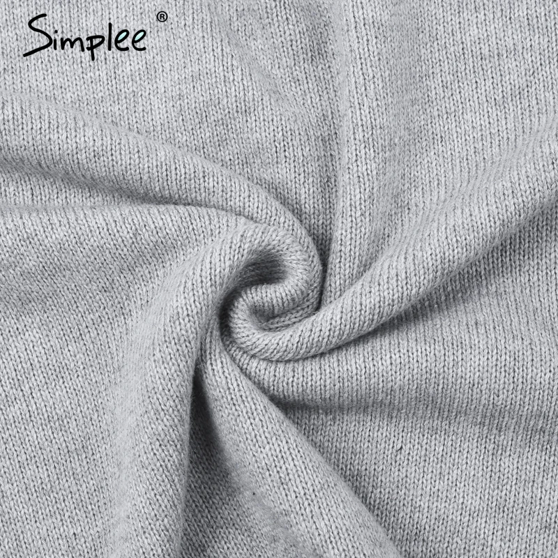 Simplee Вязание оборками зимний свитер для женщин Свободные flare рукавом пуловер