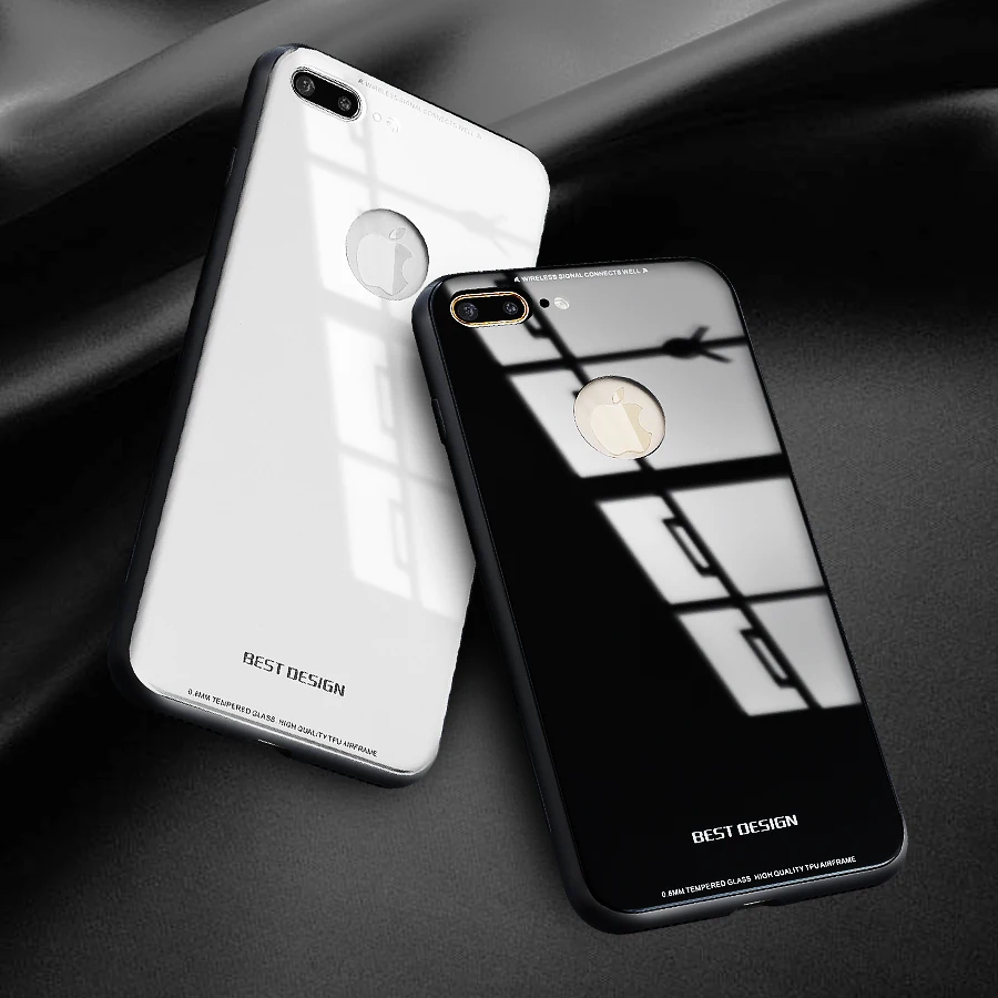 LANCASE Tempered Glass Cover for iPhone X Case Luxury Silicone Hard Coque 8 7 6s Plus Mirror Phone Bags hoesje |