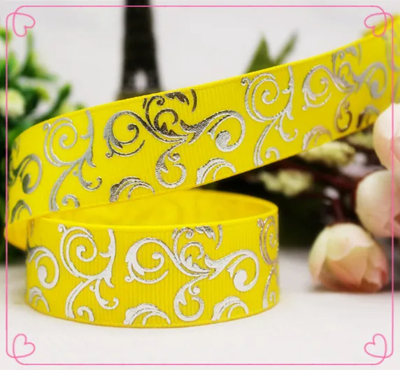 14102314,7/8 ''22 мм узоры Горячая корсажная лента с серебристым принтом, DIY материалы ручной работы аксессуары, лента для упаковки подарков - Цвет: 10 yards
