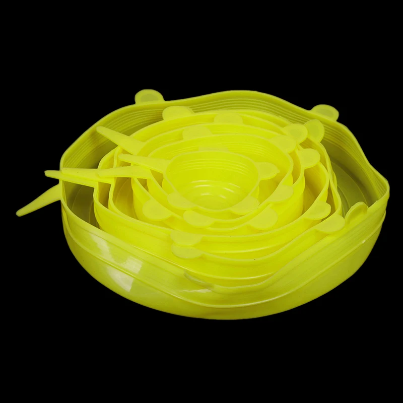 6 шт./компл. универсальные силиконовые крышки растягивающаяся крышка всасывания