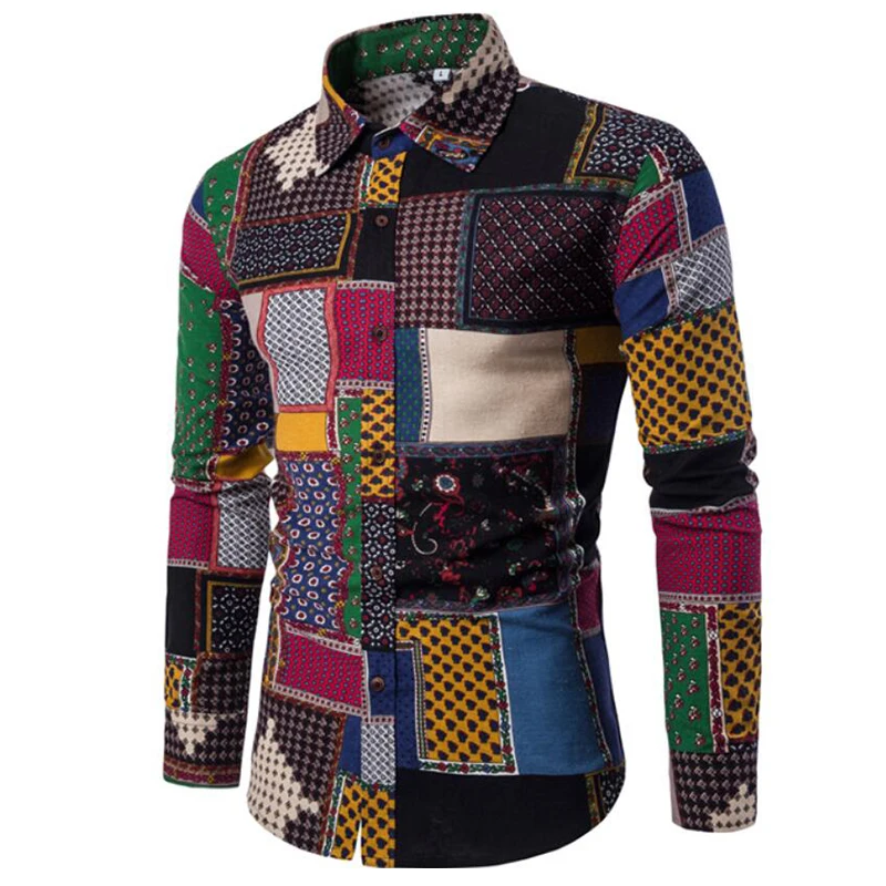 EYUANYANG мужская одежда 2018 с длинным рукавом Гавайская рубашка Camisa Masculina модная