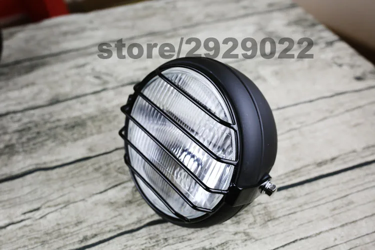 total black x mesh Высокая производительность фары 6,9 дюймовый круглый мотоциклетные фары 12V 35W H4 пользовательские мотоцикла Винтаж фар с предохранителем - Цвет: total black x mesh