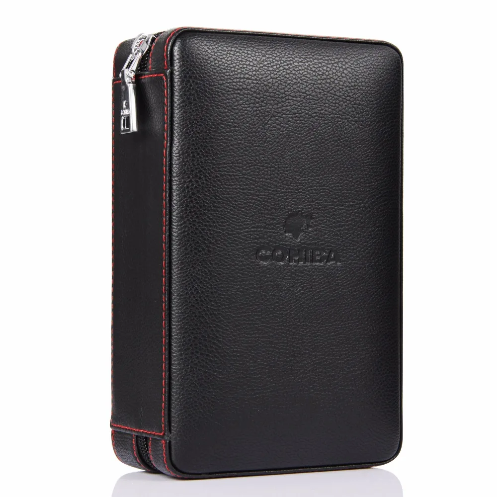 COHIBA черная Коричневая кожа с внутренней отделкой из кедра портсигар чехол Humidor