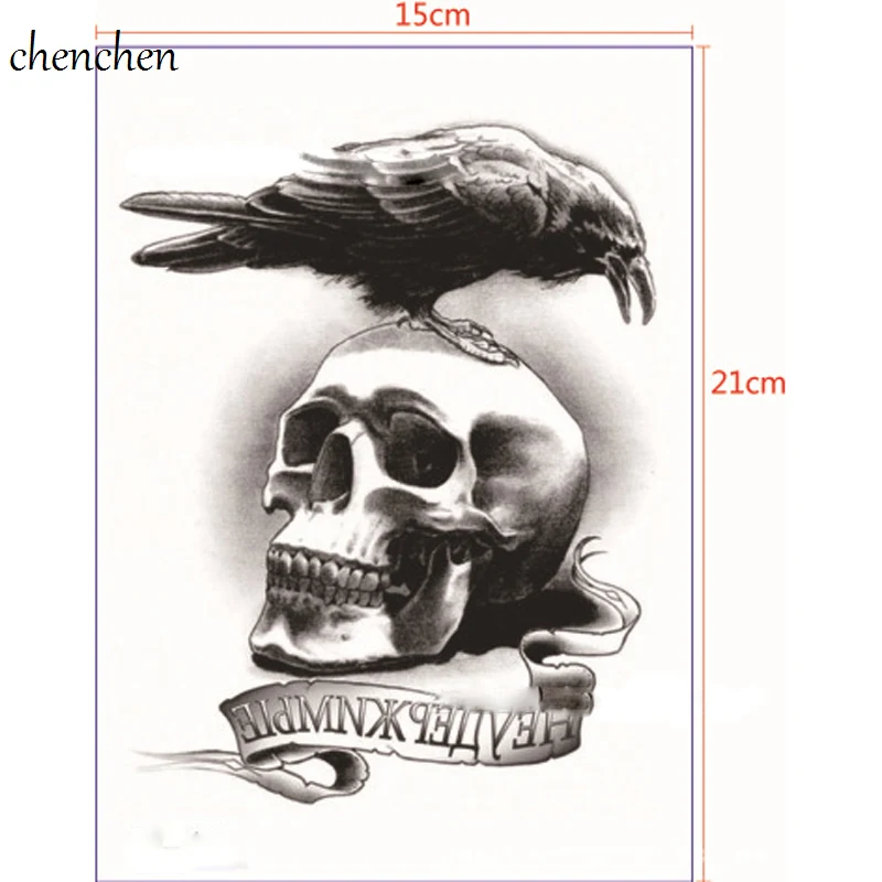 Temporary Tattoo Sticker skull crow bird death water transfer flash tatoo fake tattoos for girl women men arm | Красота и здоровье