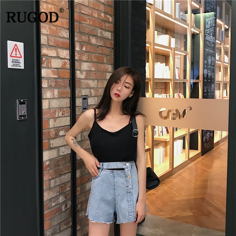 RUGOD 2018 Новый Повседневный консервативный стиль с высокой талией сплошной синий