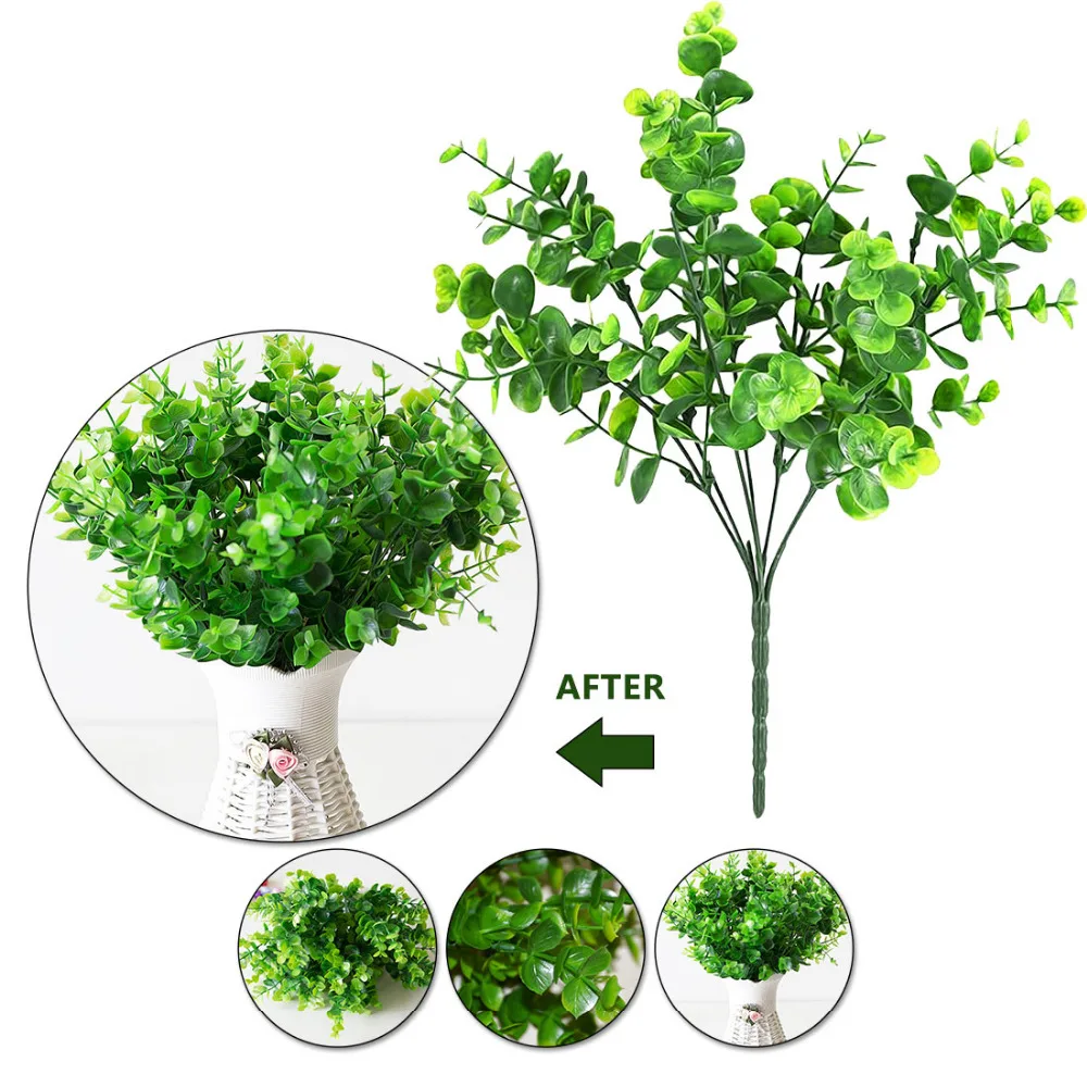 Искусственные зеленые растения для сада 1 шт. = 7 веток украшения дома вечерние