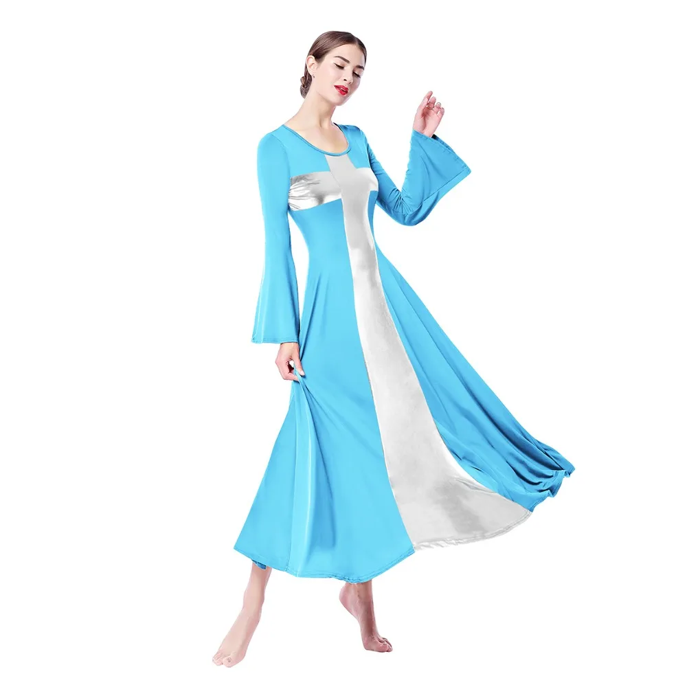 Новинка 2019 женский длинный рукав для танцев платье с металлическим крестиком