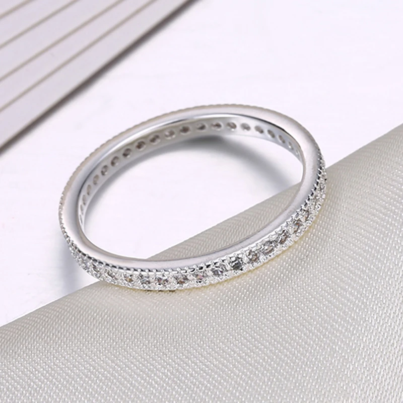 AIPHA Hot White Gold Color Classic Fashion Ring Woman Flat Simple 3A Cubic Zircon Jewelry For Girlfriend's Wedding Gift P5 | Украшения