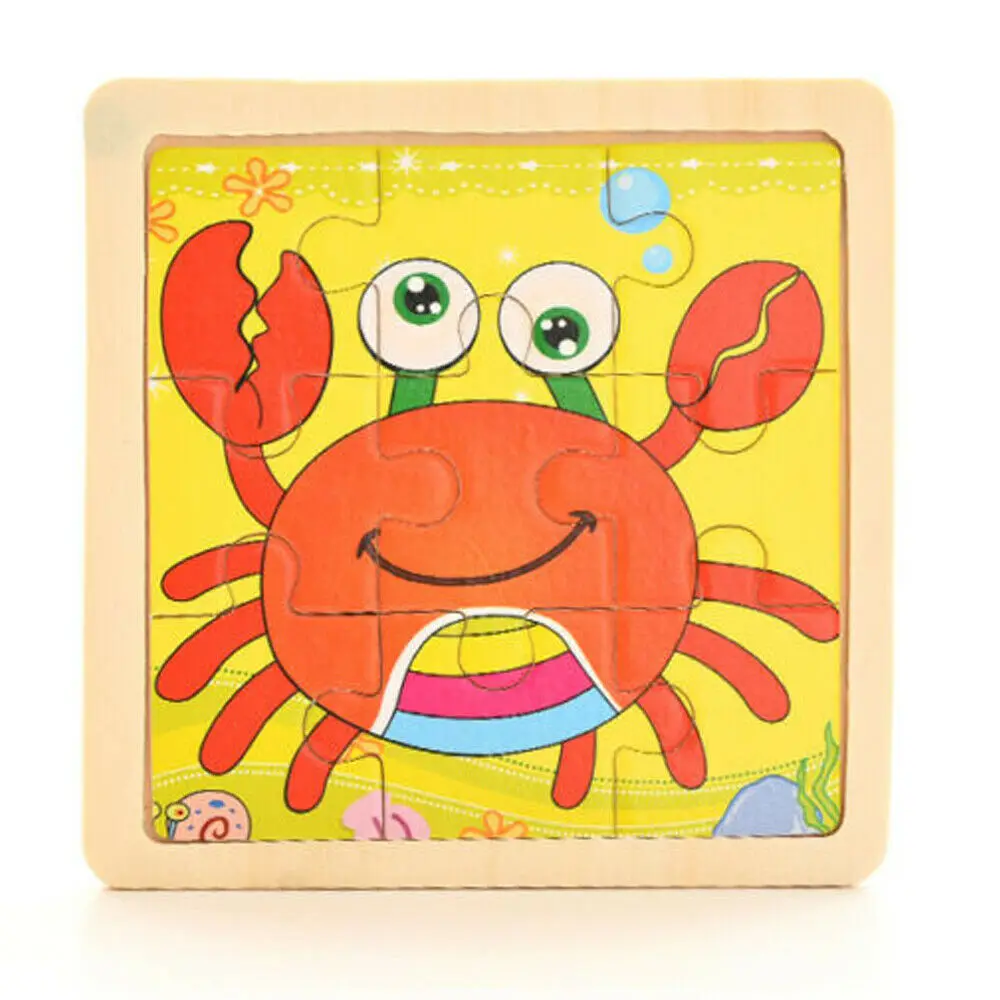 Crab Новинка, горячая 17 видов стилей, развивающие цветные детские игрушки, 3D деревянная головоломка, мультяшная развивающая детская игрушка - Цвет: Crab