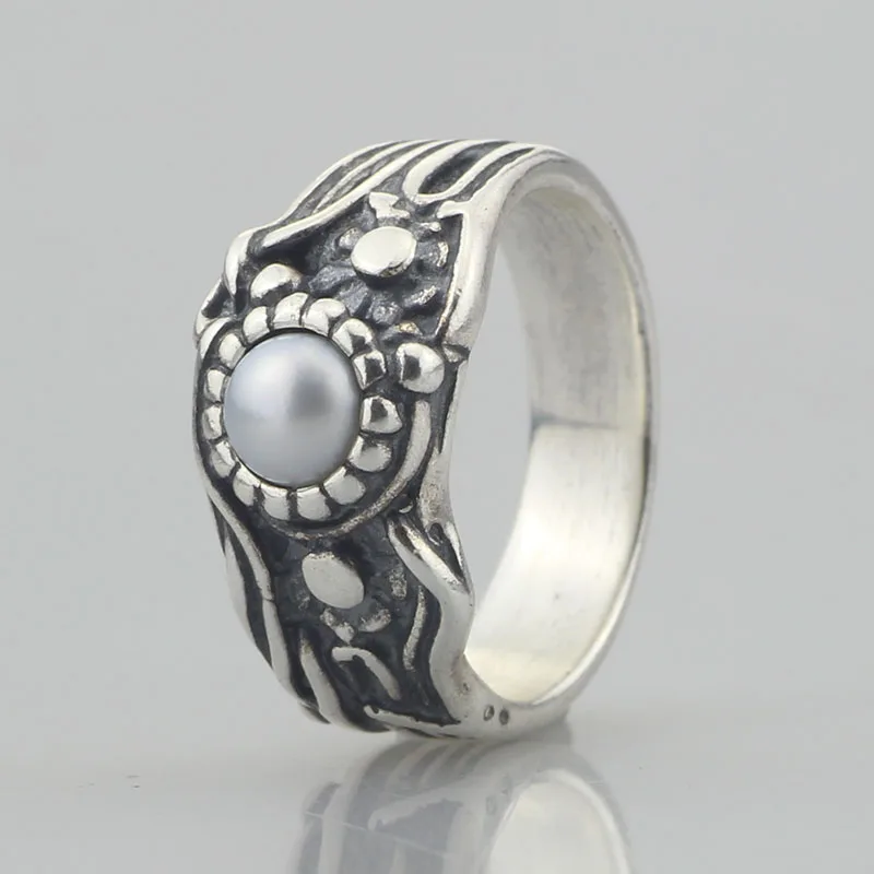 Кольцо из стерлингового серебра 925 пробы с жемчугом в виде тролля стильные кольца