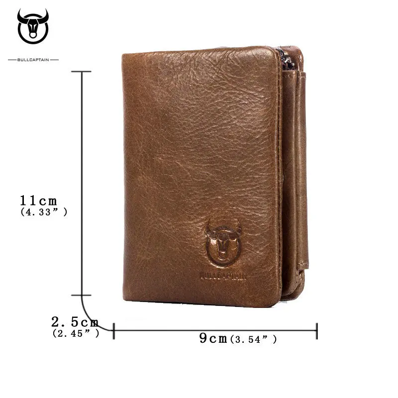 

Top 2019 -thin short Men 100% Genuine Leather Wallets with Coin Bag Man Wallet Male Small Money Purses Dollar Purse Card Case