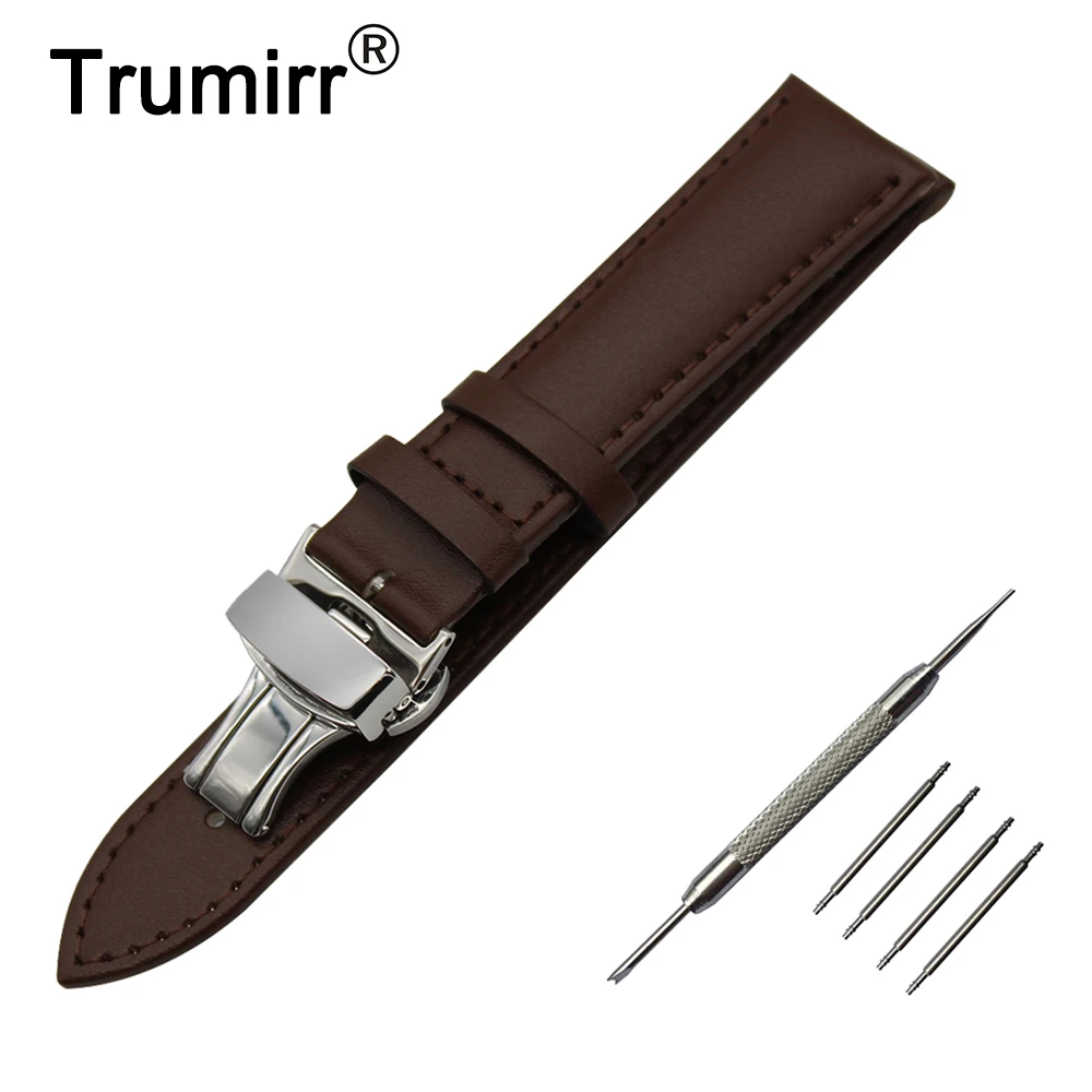 

18mm Calf Genuine Leather Watch Band for Withings Activite / Steel / Pop Butterfly Buckle Watchband Strap Wrist Belt Bracelet