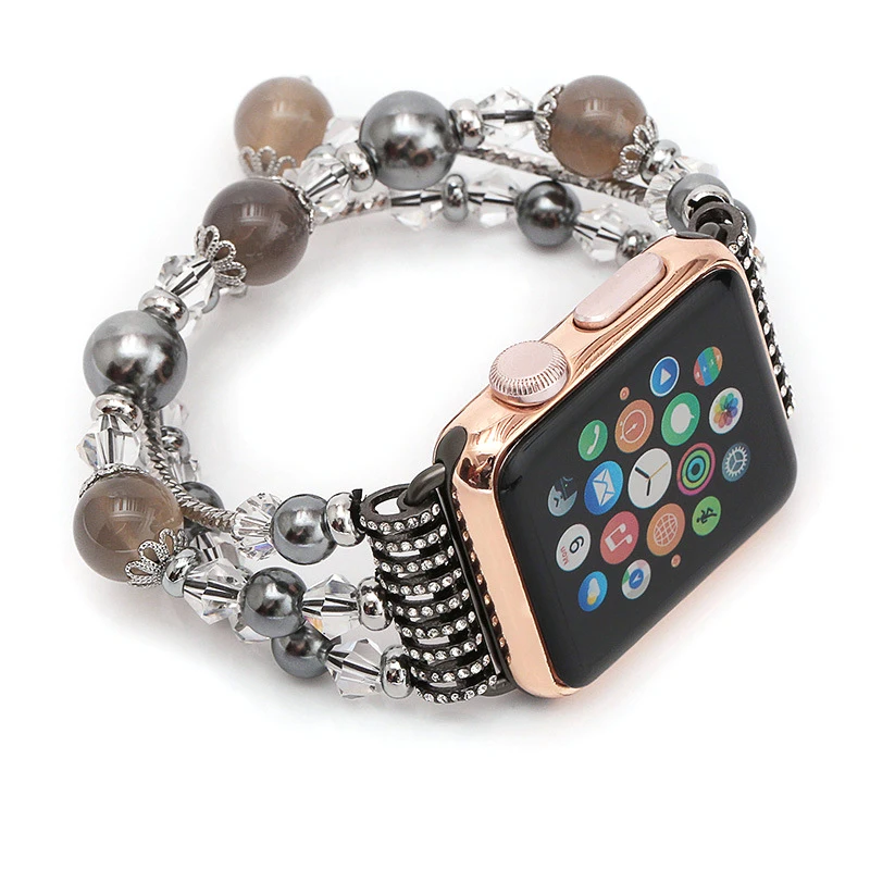 Женский браслет бижутерия ручной работы ремень для Apple Watch 38 мм 40 мм 42 мм 44 мм натуральный агат ремешок для Apple iWatch Band Series 2 3 4
