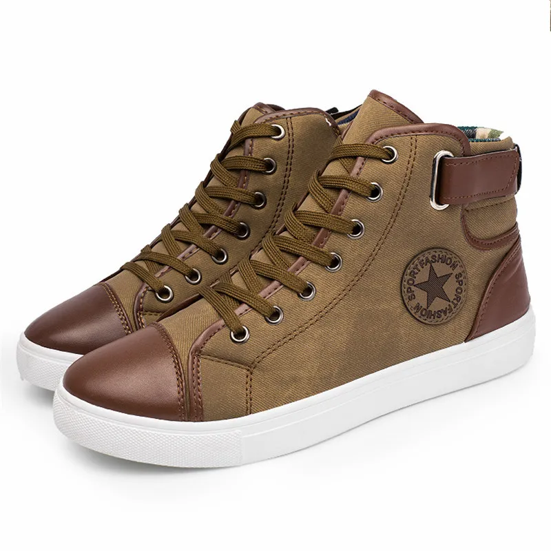 2019 New Arrive Men Causal Shoes Autumn Winter Front Lace-up Leather Ankle Boots Man Casual High Top Canvas Shoe Superstar | Обувь