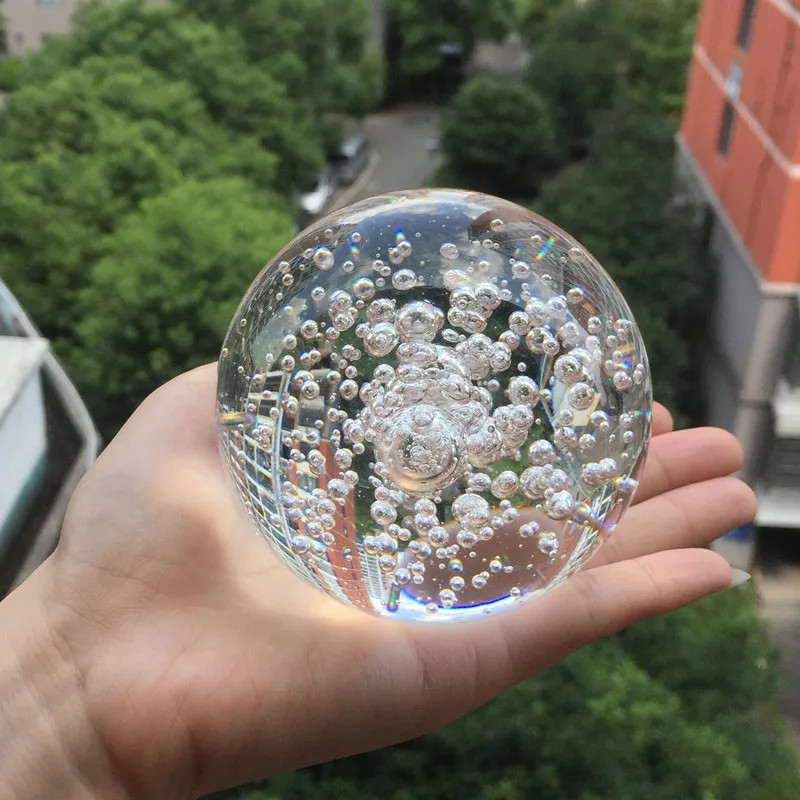 

80mm Transparent Bubbles Crystal Ball Feng Shui Magic Glass Ball Good Luck Globe Miniature Home Decoration Office Ornaments