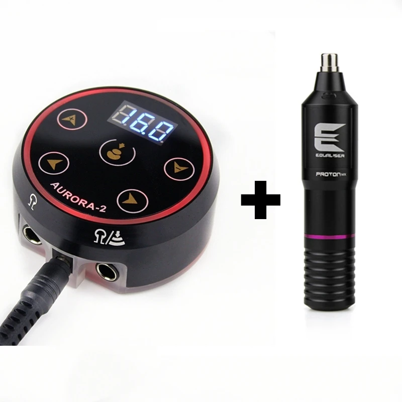 Professional Powerful Tattoo Kit Hybird Rotary Tattoo Machine Pen Motor Strong Quiet and Aurora II LCD Power Tattoo Kits