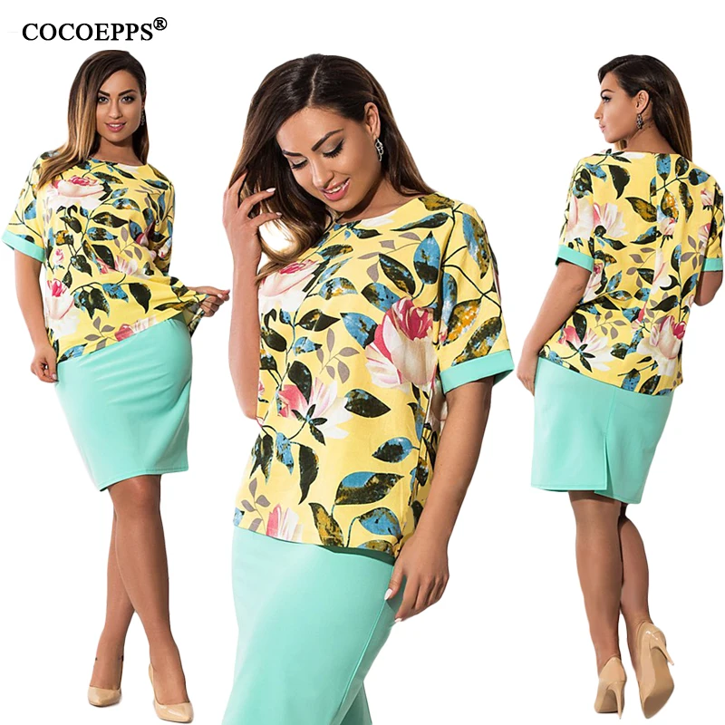 Женский летний комплект из 2 предметов Повседневное платье большого размера с