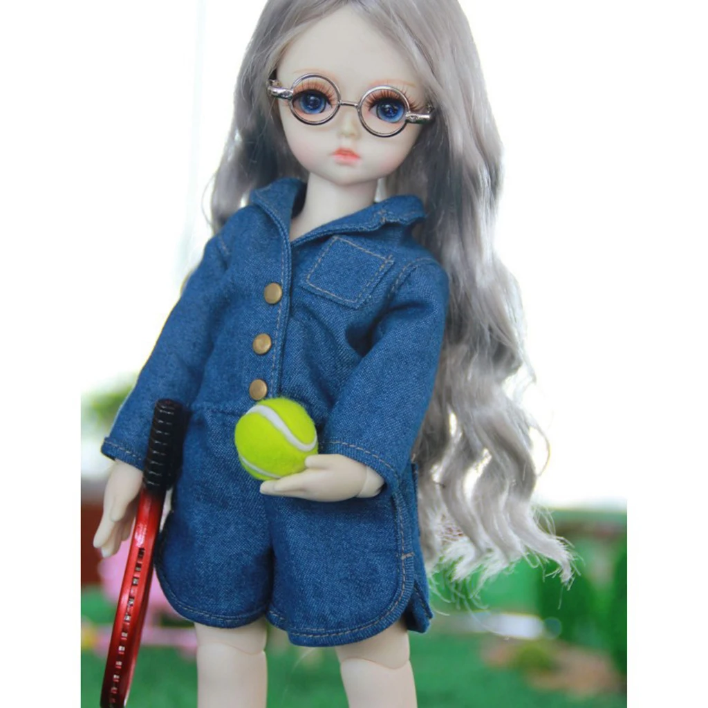 Одежда для куклы с длинными рукавами джинсовый комбинезон для 1/6 BJD Одежда для куклы Accs темно-синий