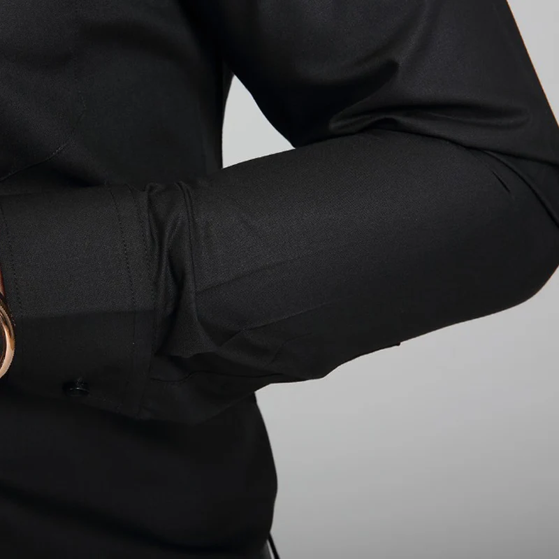 Новые осенние модные брендовые Для мужчин одежда Slim Fit рубашка с длинными