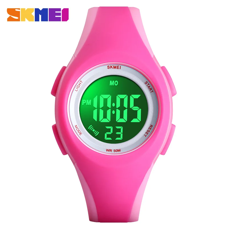 pink SKMEI Children LCD Electronic Digital Watch Sport Watches Stop Watch Luminous 5Bar Waterproof Kids Wristwatches For Boys Girls - Цвет: pink
