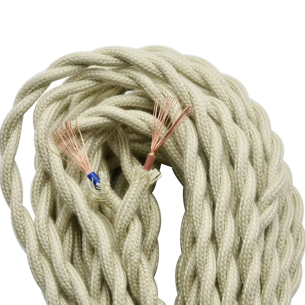 Винтажный текстильный электрический провод для лампы Эдисона бежевый Шнур