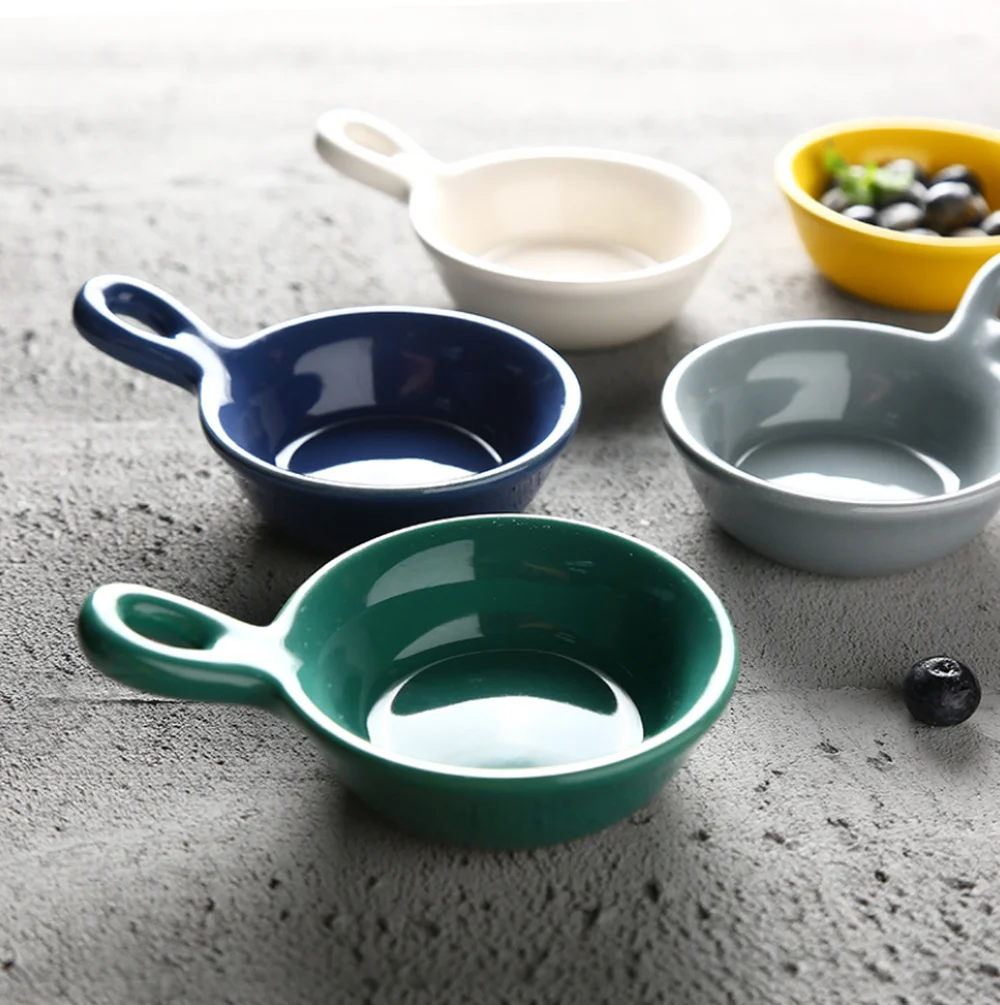 Креативная керамическая тарелка с одной ручкой для ресторана японские конфеты