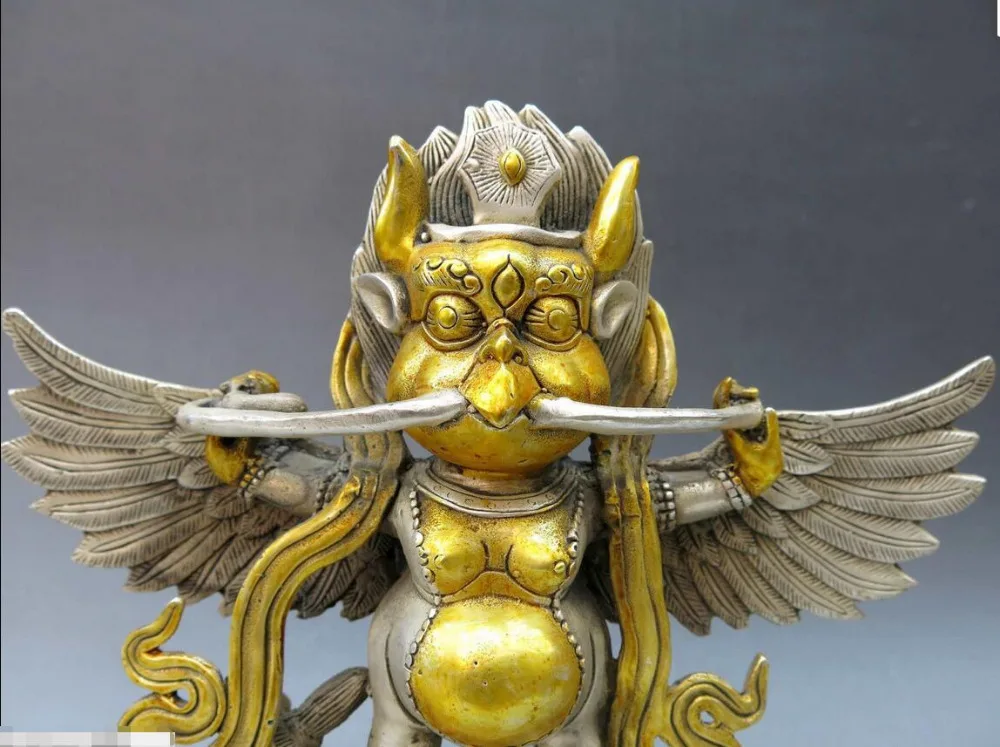 8&quot China hand-made silver gild carved buddhism redpoll buddha sculpture Statue | Дом и сад