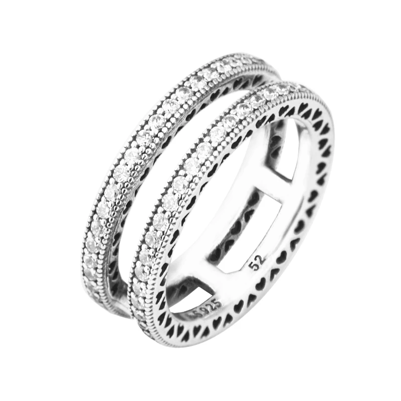 

Ring Double Hearts Silver Rings For Women Men Anel Feminino 100% 925 Jewelry Sterling Silver Anillos Wedding
