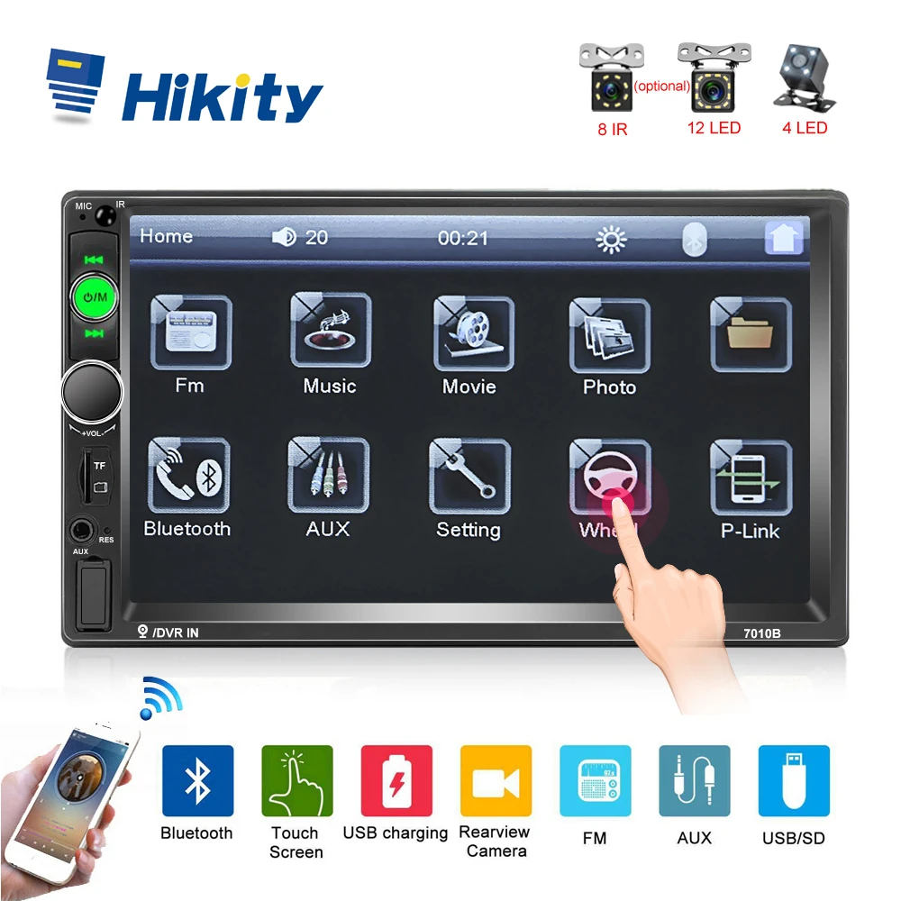Автомагнитола Hikity 2din мультимедийный MP5 плеер с 7 дюймовым HD сенсорным экраном