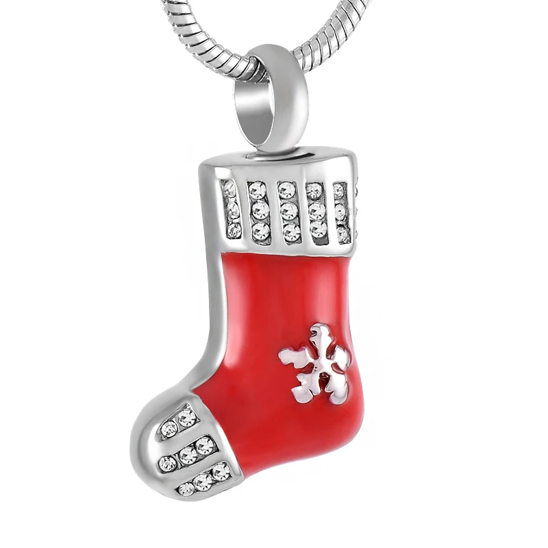 IJD9235 Stainless Steel Cremation Boot Shape Red Cinderella Keepsake Necklace Pendant for Ashes Urn Memorial Women Jewelry | Украшения и