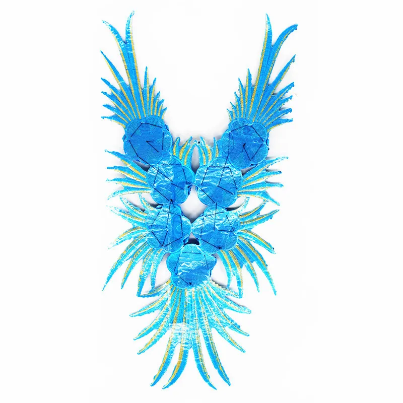 Beaded Rhinestones Neck Collar Iron On Applique Patches Fringed Bodice Sewing Accessories Aqua Dancewear/Samba/Tutu T1739 | Дом и сад