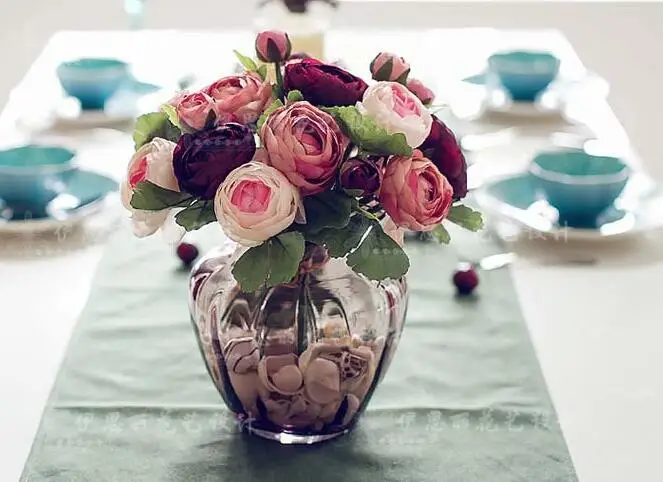 ВЫСОКОЕ Качество шелк цветок Европейский 1 Букет Искусственные Цветы Осень