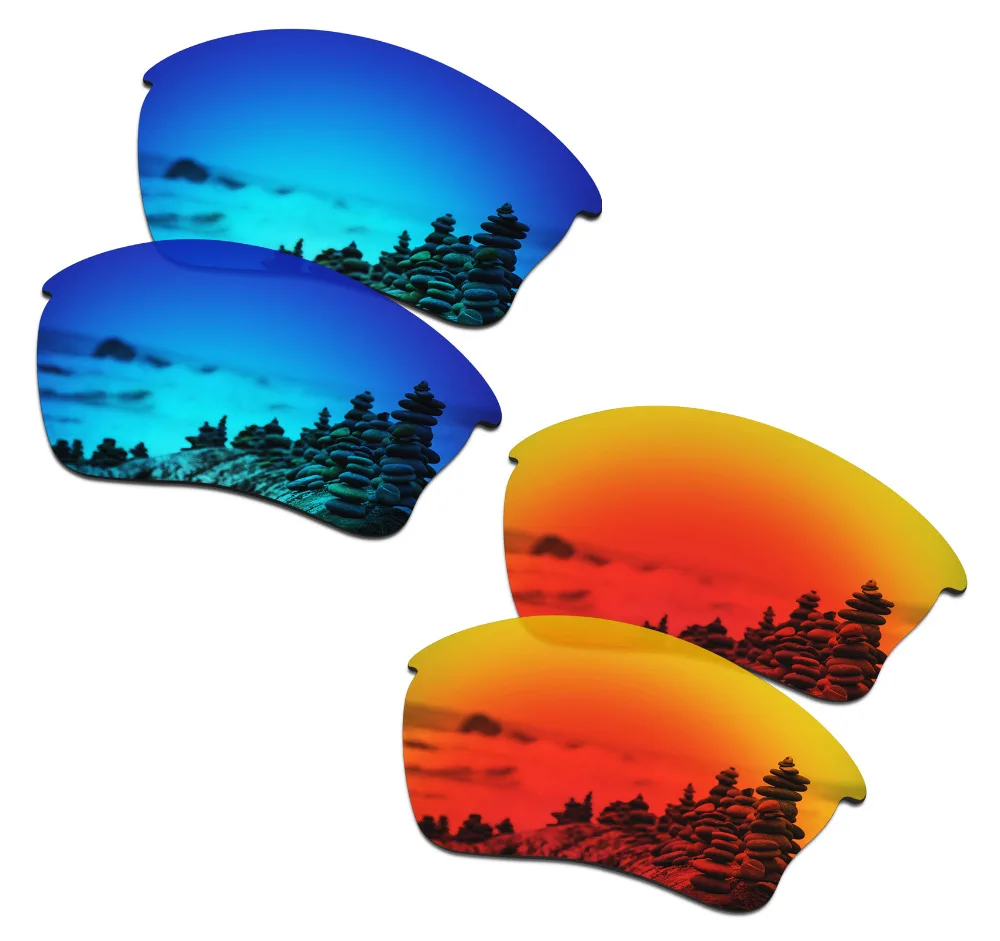 

SmartVLT 2 Pairs Polarized Sunglasses Replacement Lenses for Oakley Mainlink Ice Blue and Fire Red