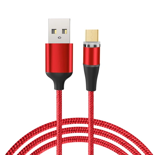 Магнитный USB кабель VOXLINK 1 м светодиодный для iPhone Xs 6 7 и USB TypeC кабель и Micro USB нейлоновая оплетка для samsung Xiaomi huawei LG USB C - Цвет: Red for Micro