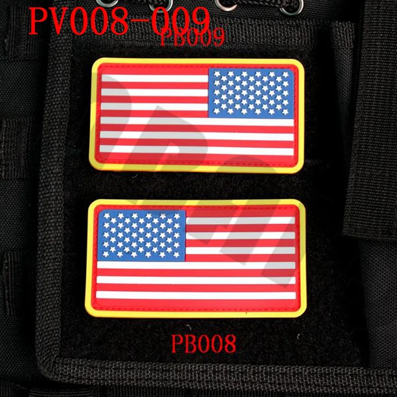 PB008 PB009 Colors 3D ПВХ патч 2* шт США американский флаг Резиновый патч - Цвет: PB008 PB009 Colors