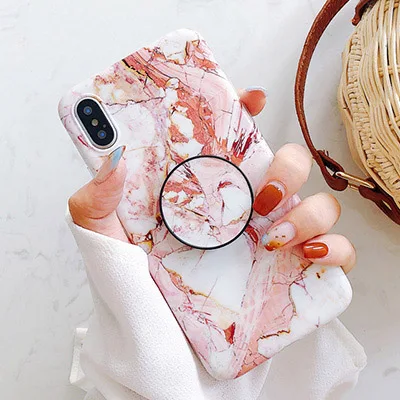 GlamPhoneCase Мрамор Телескопический Кронштейн чехол для iPhone x 7, 7 plus, 8, 8 plus, 6, 6 plus, 6 S 6splus мягкая Задняя накладка чехла из ТПУ - Цвет: pink