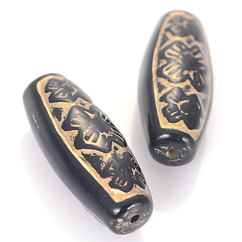 30 шт./лот 13x31 мм рифленые овальные акриловые бусины Античного Дизайна для женщин Diy браслет для изготовления ювелирных изделий