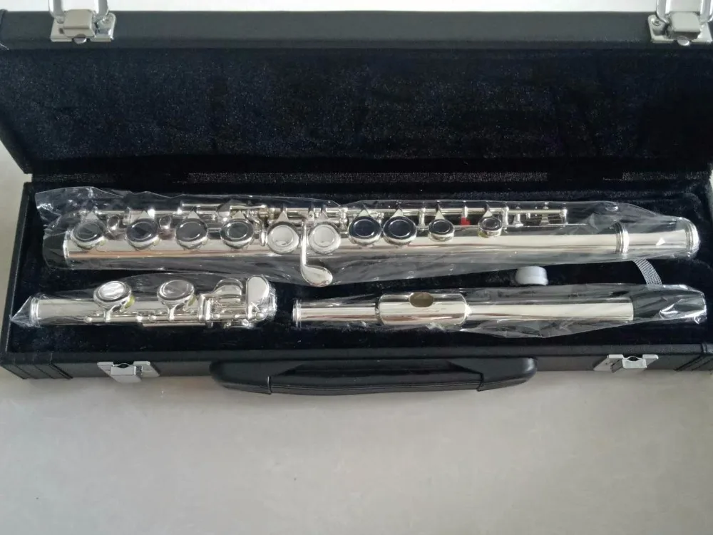 Western Concert Flute Silver Plated 16 Holes C Key Cupronickel Woodwind Instrument with Cleaning Cloth Stick Bag | Спорт и