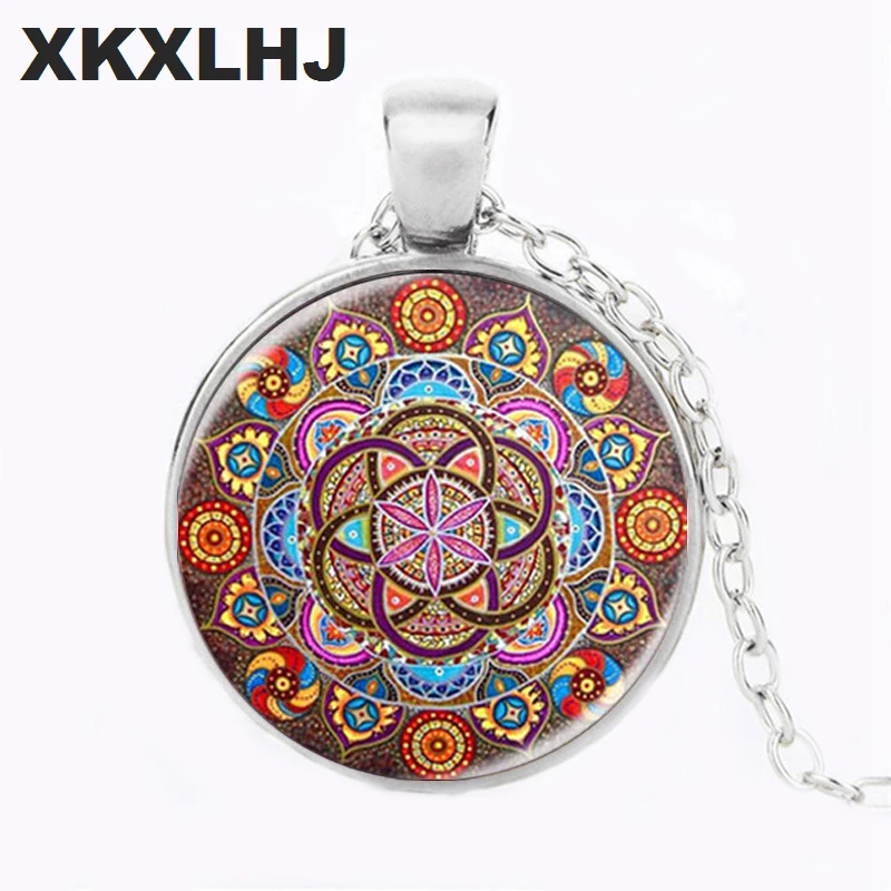 

XKXLHJ новое ожерелье в стиле стимпанк, подвеска в виде чакры, ювелирные изделия для женщин, стеклянный кабошон, подвески, дзен, подарки, ювелир...